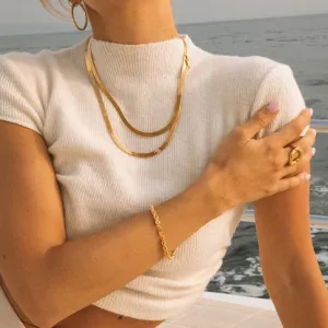 Classic Rope Snake Curb Cuban Link Long Chain Necklace for Women and Men in Gold Color