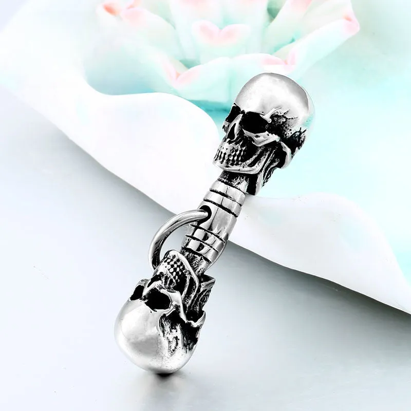 Creative Double Skull Pendant in Titanium Steel - Retro European and American Fashion Jewelry for Men