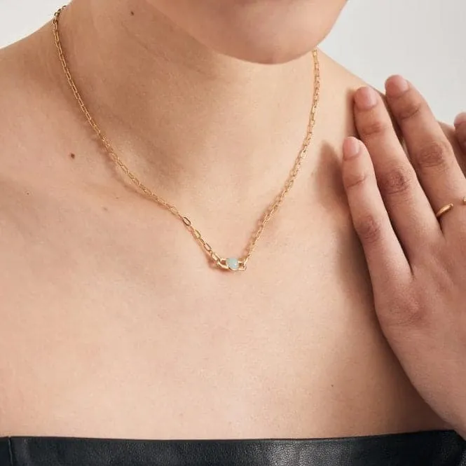 Gold Orb Amazonite Link Necklace  N045-05G-AM