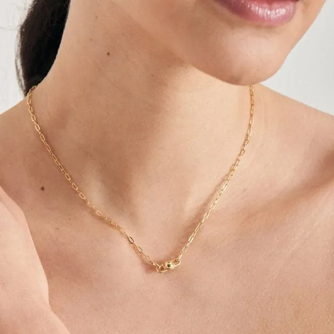 Gold Orb Amazonite Link Necklace  N045-05G-AM