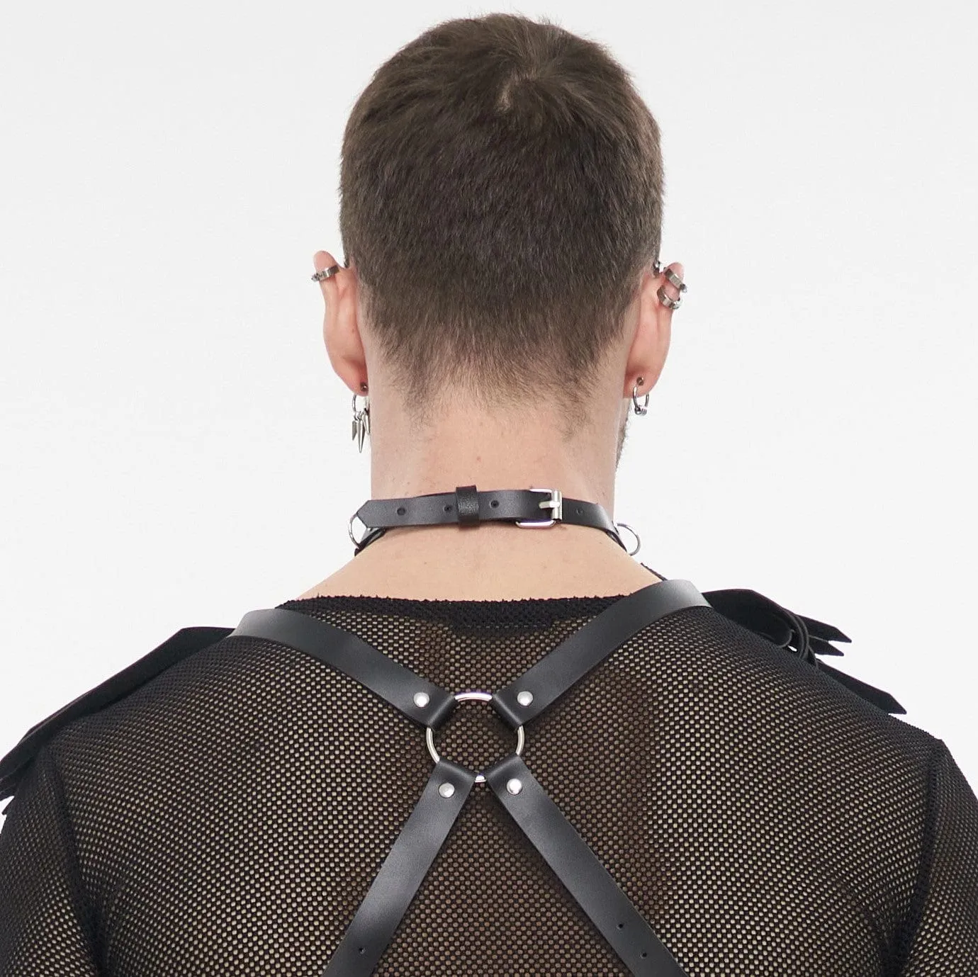 Men's Punk Big Ring Faux Leather Choker