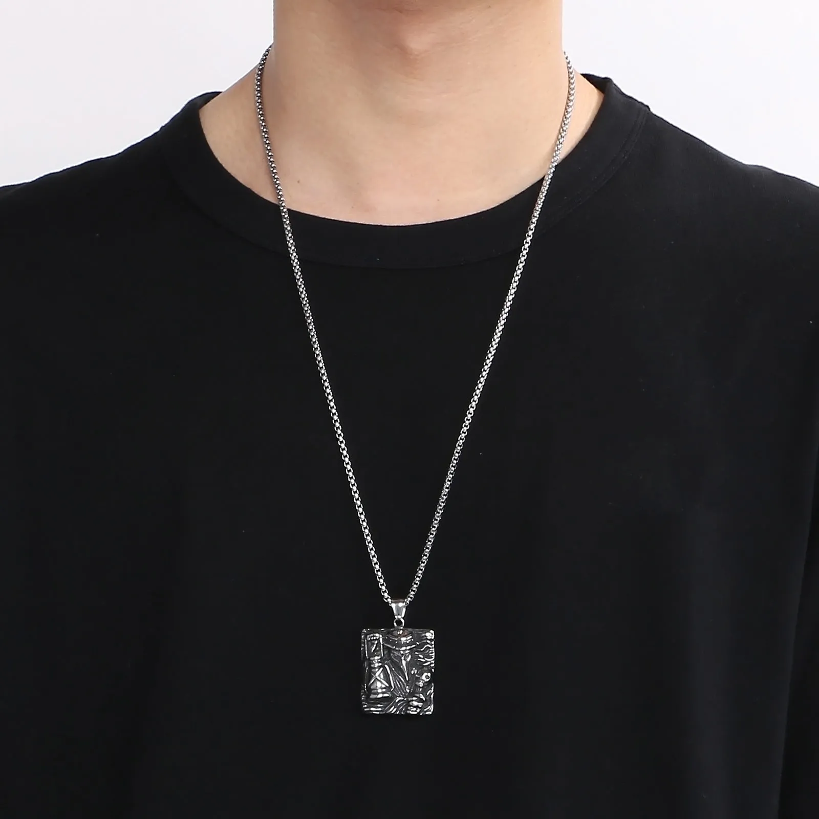Men’s Titanium Stainless Steel Plague Doctor Pendant Necklace – Vintage Gothic Style – Durable Fashion Necklace for Men
