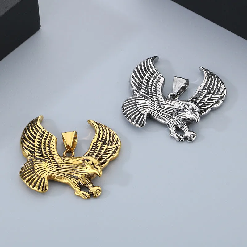 Retro Eagle Wings Pendant - European and American Style Stainless Steel Men's Jewelry