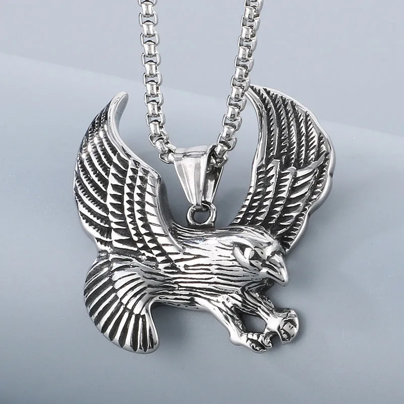 Retro Eagle Wings Pendant - European and American Style Stainless Steel Men's Jewelry